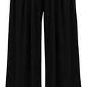 BTFBM Palazzo Pants for Women Spring Summer Clothes 2026 Pockets High Waist Casual Knit Flowy Wide Leg Trousers, Black, Size M