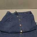 Women's Casual Slit Denim Midi Jean Skirt Stretch High Waisted Button Up Frayed with Pockets.L