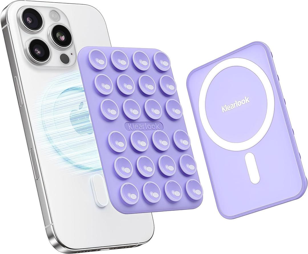 Klearlook Magnetic Suction Phone Mount for MagSafe Case, Removable Sticky Phone Grip Holder for Hands-Free Makeup/Selfie/Live Streaming/Vlog for TikTok & Instagram Influencer/Creator, Lavender