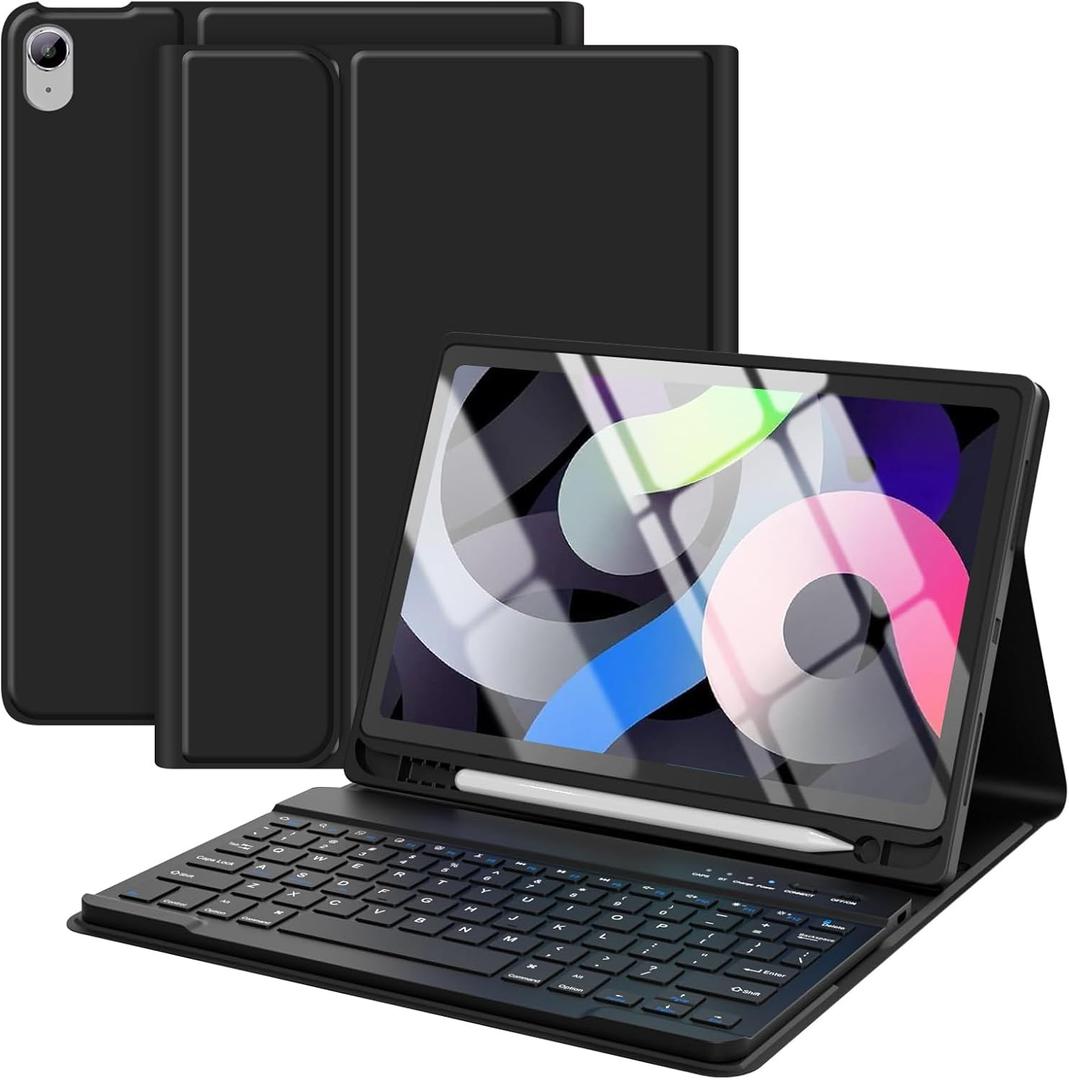 TaIYanG for iPad Air 11 inch M2 Case with Keyboard 10.9 inch for iPad Air 5 2022/iPad Air 4th Gen Keyboard Case with Pencil Holder, Wireless Keyboard for Air 11" M3/M2 (2025/2024)/iPad Air 5/4 (Black)