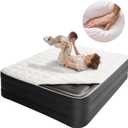 CHILLSUN Queen Air Mattress with Built in Pump,Raised Comfort Blow up Mattress,Dual Layer Mattress Topper Airbed,Durable Inflatable Mattress for Guests Home,Colchon Inflable 800lbs Max (Luxury Black)