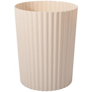 JiatuA Small Trash Can Plastic Wastebasket Round Garbage Container Bin for Bathroom, Kitchen, Bedroom, Home Office, College Dorm, Beige (1.8 Gallons)