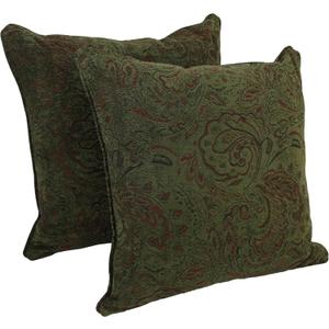 Blazing Needles Corded Jacquard Chenille Floor Pillows (Set of 2), 25", Floral Tan