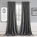 MIULEE Back Tab Grey Blackout Curtains 102 Inch Long 2 Panels Set for Living Room Bedroom, Rod Pocket/Pinch Pleated Thermal Insulated Room Darkening Light Blocking Floor to Ceiling Curtains/Drapes
