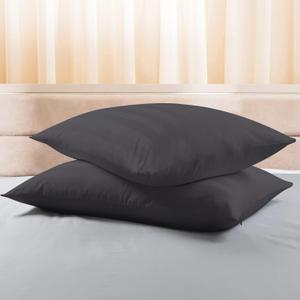 Standard Pillow Protector Set of 2, 100% Egyptian Cotton Pillow Cases with Zipper 400 Thread Count Sateen Weave Cotton Pillow Protector Standard Size Pillow Covers for Home/Hotel (Stripe-Dark Grey)