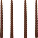 Taper Spiral Candles,10 inch-Set of 4 Tall Candlesticks, Long Candle Sticks, Home Dinner, Party, Wedding, Halloween (4, Brown, 10 inch)