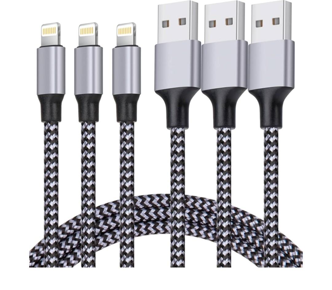 TAKAGI for iPhone Charger, [MFi Certified] Lightning Cable 3PACK 6FT Nylon Braided USB Charging Cable High Speed Transfer Cord Compatible with iPhone 14/13/12/11 Pro Max/XS MAX/XR/XS/X/8/iPad