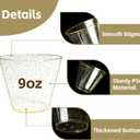 [100 Pack] 9oz Plastic Cups with Gold Glitter Sturdy & Food Safe Disposable Wine Glasses Party Wedding Cups Disposable Drinking Cups Plastic Cocktail Glasses for Wine, Cocktails & Cold Beverages