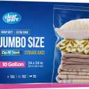 15 Count - Large Storage Bags With Zipper Top, 10 Gallon Size 24" x 24", Extra Large Plastic, For Clothes, Travel, Moving, BPA-Free, Heavy Duty 3-Mil Thick