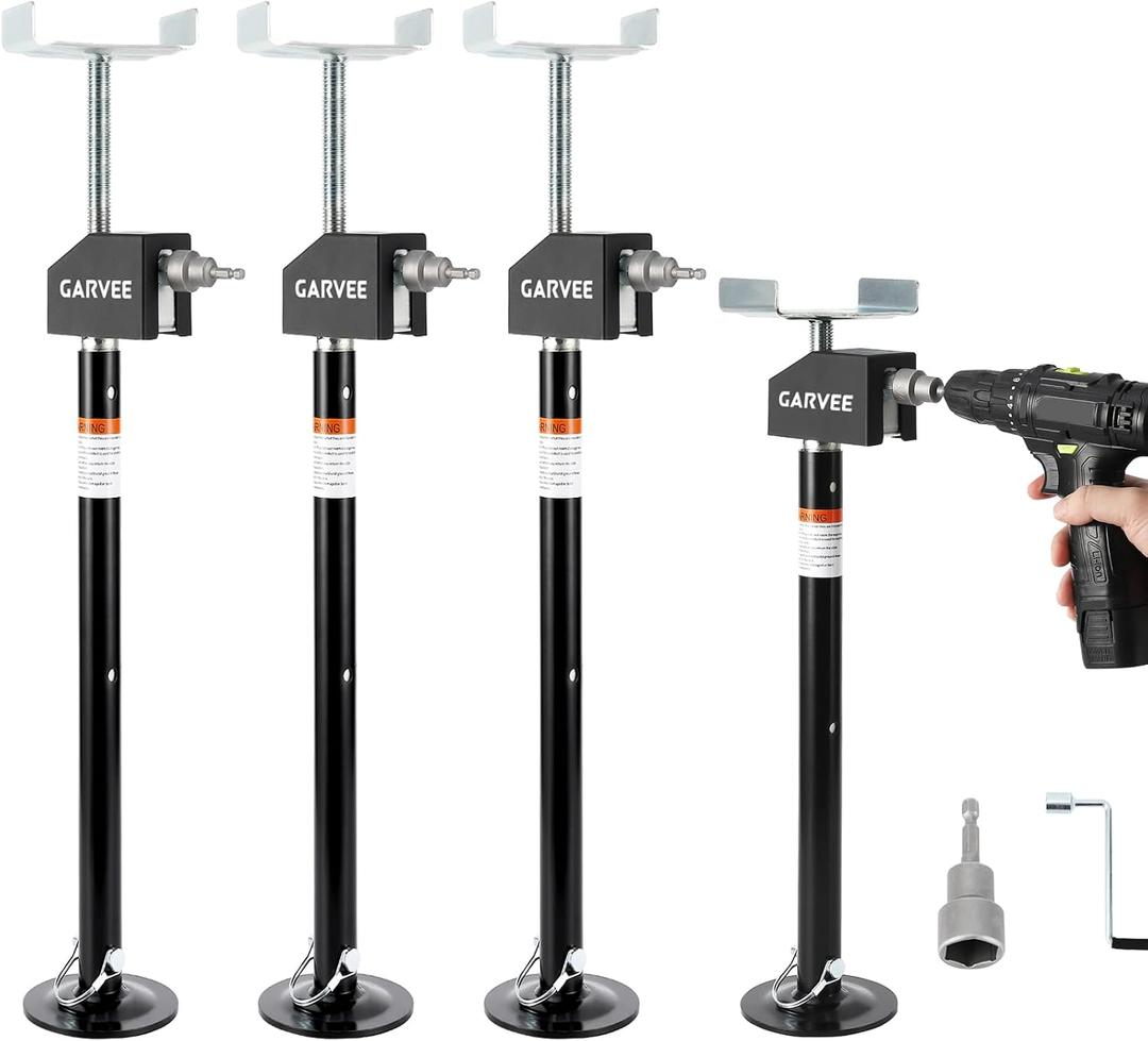 Garvee RV Slide Out Support Jacks (Set of 4) - 20,000lb Heavy Duty Rv Stabilizer Jacks Support, 21"-49" Quick-Lift Adjustable - Power Drill & Hand Crank Compatible for Campers, Travel Trailers & RVs