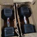 CAP Barbell 50 LB Rubber Coated Hex Dumbbell Hand Weight - Pair | Chrome Handle