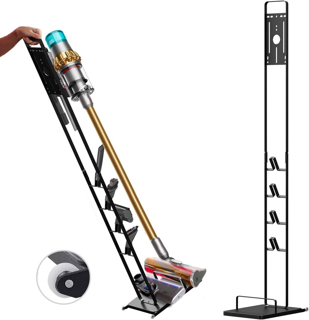 Foho Vacuum Stand Compatible for Dyson V15 V11 V10 V8 V7 V6 with Wheels,Metal Storage Bracket Stand Holder Compatible for Dyson Handheld Cordless Vacuum Cleaners & Accessories & Attachments