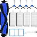 Replacement Parts Accessories Kit for eufy robovac 11S, 12, 15T, 15C, 25C, 30, 30C, 35C Slim Carpet Robotic Vacuum, 1 Roller Brush, 4 Filters, 4 Side Brushes, 1 Pre Filter, 1 Cleaning Brush