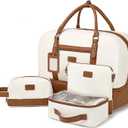 Wogarl Weekender Bags for Women Large Overnight Bag Weekend Travel Duffel Bag Carry on Shoulder with Shoe Compartment Toiletry Bag for Travel Business Gym (Light Brown)