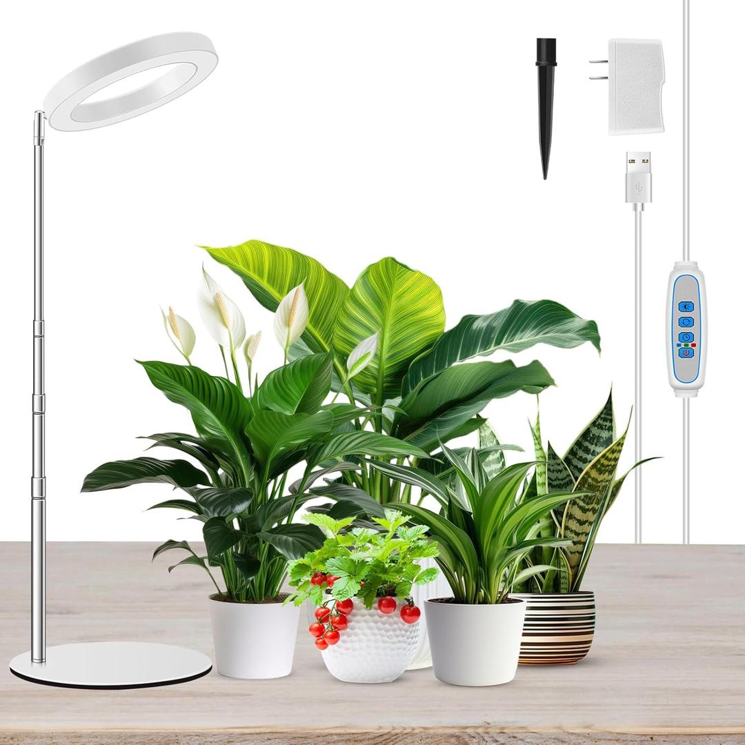Grow Lights for Indoor Plants Full Spectrum, 80 LEDs Plant Light for Indoor Growing with 2 Mounting Options, 6/12/16H Timer, 3 Spectrum Modes, 9.8"-37.4" Height Adjustable Desk Grow Lamp