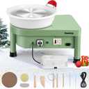 Huanyu Pottery Wheel Machine 25 cm/10" with Foot Pedal, Electric Ceramic Forming Machine with Detachable Basin DIY Art Clay Potter's Wheel for Beginners Adults at Home Pottery