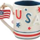 Mud Pie Usa Americana Mug Set; 15 oz