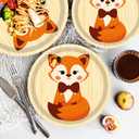 50 Pcs Fox Face Paper Dessert Plates Fox Theme 7" Plates Jungle Animal Party Decorations
