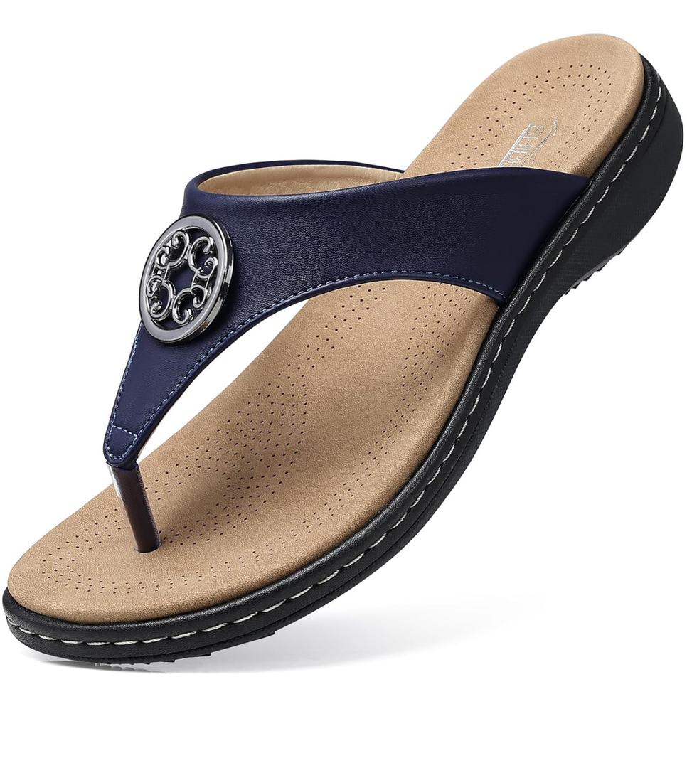 SHIBEVER Womens Flat Thong Sandals: Comfortable Walking Summer Casual Flip Flops for Women 39