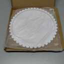 11.8 Inch Round Tray with Scalloped Edge, Decorative White Wood Tray for Coffee Table, Kitchen, Dining Room, Living Room Home Decor, Organization and Serving