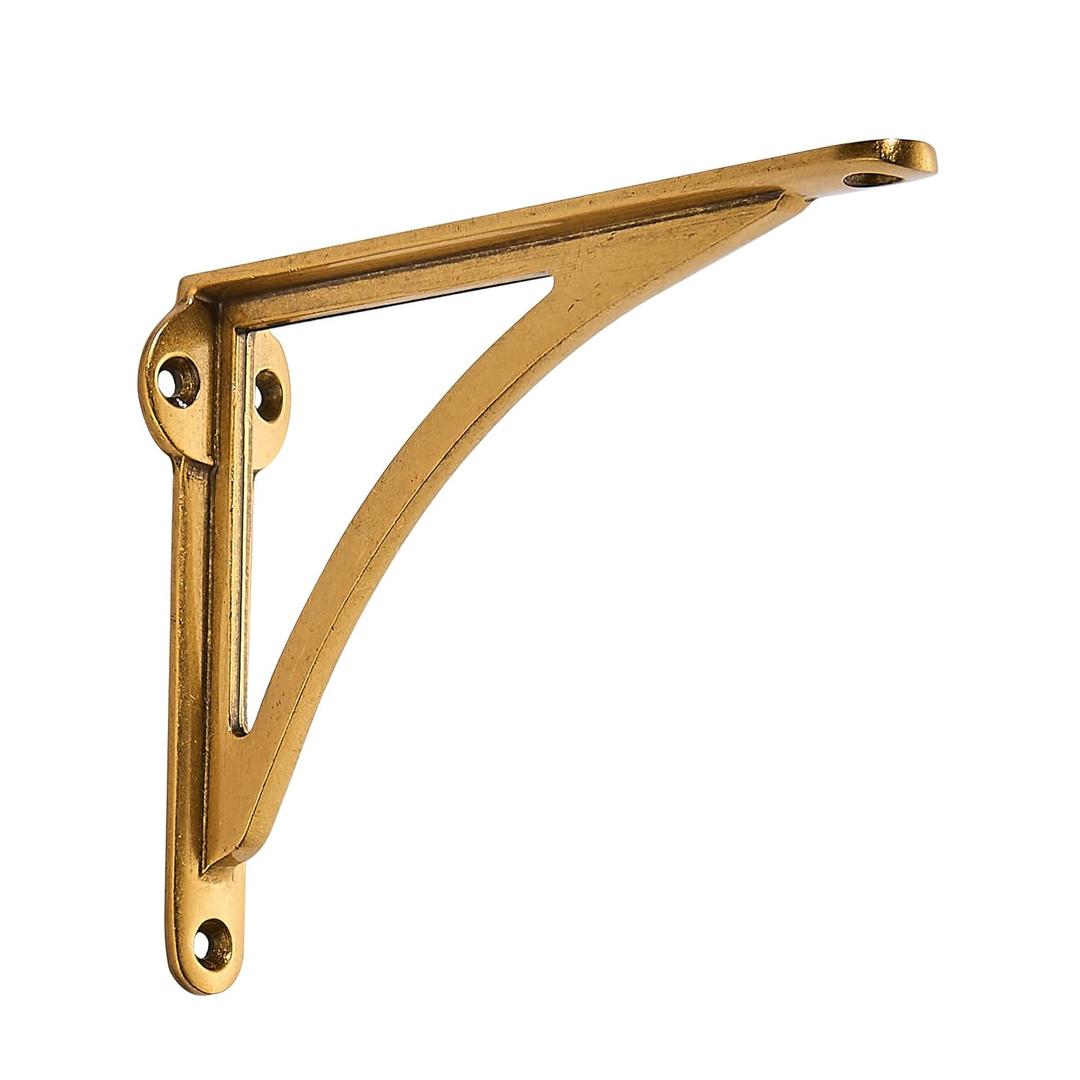 Khtumeware 100% Solid Brass Decorative Shelf Brackets, 6-inch Wall-Mounted Shelving Brackets, 2-Pack Antique Brass Vintage Metal Shelf Bracket Victorian Wall Bracket