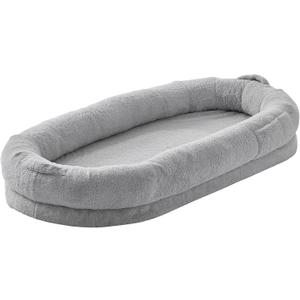 VEVOR Human Dog Bed for Adults and Pets, 67.7"x35"x9.8" Human Size Dog Bed with Washable Faux Rabbit Fur Cover, Egg Orthopedic Foam, Storage Pocket, Light Grey VEVOR Human Dog Bed for Adults and Pets, 67.7"x35"x9.8" Human Size Dog Bed with Washable Faux Rabbit Fur Cover, Egg Orthopedic Foam, Storage Pocket, Light Grey