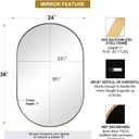 ANDY STAR Gold Oval Mirror, 24x36 Brass Mirror for Wall, Oval Mirrors for Bathroom in Stainless Steel Metal 1 Thin Frame Pill Shaped Hangs Vertical or Horizontal Ideal for Limited Space
