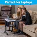 C Shaped End Table with Charging Station, Adjustable Height, Large