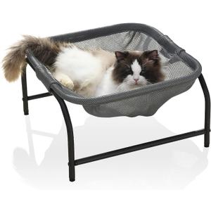 JUNSPOW Cat Bed [Designed for Big Cats] Cat Hammock Dog Bed Pet Square Hammock Bed Free-Standing Kitty Sleeping Couch Pet Supplies Whole Wash Stable Detachable Easy Assembly Indoor Outdoor