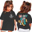 Big Sister Shirt Toddler in My Big Sister Era Shirts Promoted to Big Sister Tees Baby Girls Announcement Short Sleeve Tops (1-2T, Dark Grey)