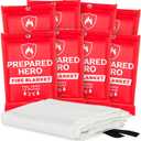 Prepared Hero Emergency Fire Blanket - 8 Pack - Fire Suppression for Kitchen, 39 x 39 Fiberglass Fire Blanket for Home
