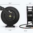 Pressure Washer Hose Reel, 50 ft x 3/8 inch Retractable Power Heavy-Duty Steel Washer Hose Reel 4000PSI,Auto-Rewinding, Flexible Wall/Floor Mounted for Car Washing,Floor Cleaning,Garden