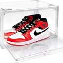 Ultra All Clear Shoe Boxes Plastic Stackable Professional Grade Shoe Display Case with Magnetic Side Drop Door Open Easy Assembly Modern Shoe Sneaker Display Case Fits US Size 14