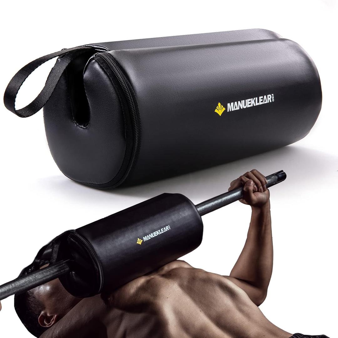 Hip Thrust Pad for Barbell 3.5" Thick Leather Olympic Barbell Pad for Bench Press Weightlifting Powerlifting (Black)