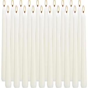 20 Ivory 10 Inch Unscented Smokeless Taper Candles with Cotton Wick, 7+ Hours of Long Lasting Burn, Great for Halloween, Home Decor & Parties, Beautiful Gifts!