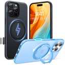TORRAS 360° Magnetic Stand for iPhone 16 Pro Case, [Fit for MagSafe][Camera Control Button] Mil-Grade Protection Translucent Slim Anti-Scratch Rotatable Ring Kickstand, Obsidian Black, OFitness Series