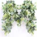 MAKHOT 5.9FT Eucalyptus Garland, Artificial Greenery Garland Flower, Green Garland Wreath Vines Decorations, Fake Silver Dollar Eucalyptus Leaves Vines for Table Home Wedding Mantle Party Decor