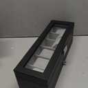 Watch Box for Men 6 Slot,Double Layer Mens Watch Case Display Organizer with Real Glass Top,Large Holder for 50mm Watches,PU Leather Jewelry Drawer Storage Valet Tray for Men,Black