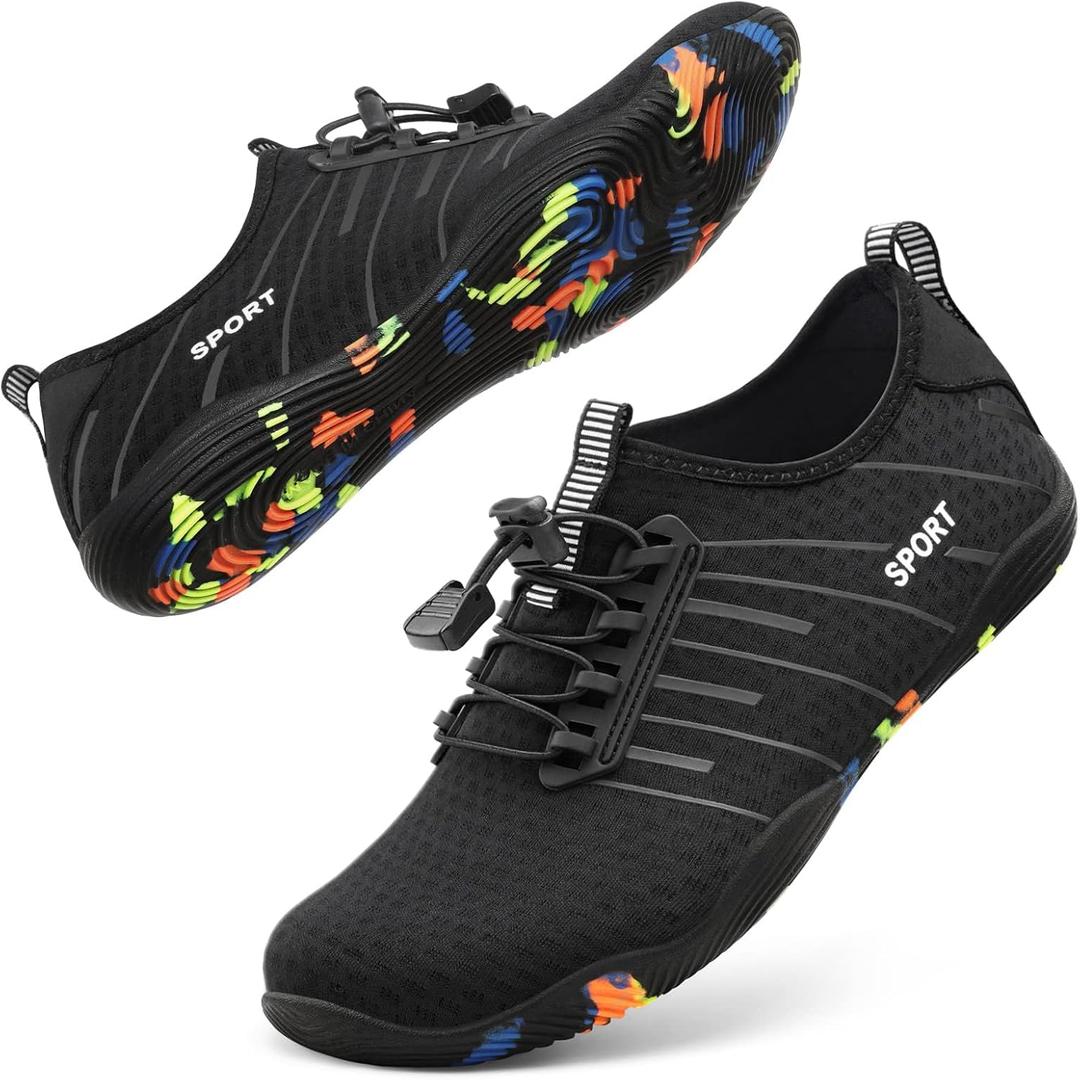 ATHMILE Water Shoes for Men Women River Shoes Adult Swim Beach Lake Pool Aqua Socks Barefoot Quick Dry for Hiking Surfing Kayaking Cruise Ship Essentials Cruise Ship Essentials (11 Women/9.5 Men, 2a-black)
