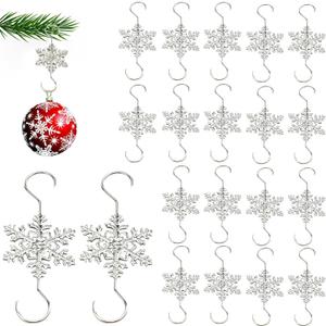 Furimuk Snowflake Ornament Hook Hangers - Gold & Silver Snowflake Decorative Tree Hangers (20PCS)
