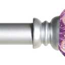 Kenney Estrella Curtain Rod, Durable Steel with Purple Sparkle Fluted Acrylic Ends, 5/8" Diameter, Adjustable 2848", Brushed Nickel Finish