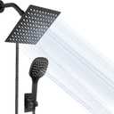 NearMoon Shower Head with Hose, High Pressure Stainless Steel Rain Shower and 3 Settings Handheld Spray Combo with Push Button Flow Control (8 Inch, Matte Black)