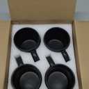 Smilatte M010 Matte Black Porcelain Coffee Mugs, 12 oz Classic Ceramic Cup with Handle for Latte Cappuccino Tea, set of 4