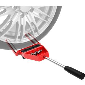 Pro Tire Lifter Cart - Pre-Assembled Wheel Dolly for Cars/SUVs/Trucks, Dual Stainless Rollers & 5 All-Terrain Wheels, Foldable Steel Frame, Lug Nut Organizer & Extended Handle 