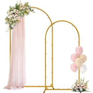 Metal Arch Backdrop Stand, 7.2FT+6FT Wedding Arches Frame, Gold Wedding Arch Backdrop Stand Set of 2, Balloon Arch Backdrop for Wedding Party Decor Birthday Baby Shower Graduation