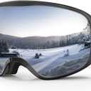 RIOROO Ski Goggles Snowboard Goggles for Men Women Adults Youth,Over Glasses OTG/100% UV Protection/Anti-fog/Wide Vision (A04-black/Black(vlt 12%)