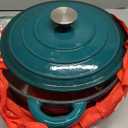 Overmont Enameled Cast Iron Dutch Oven - 5.5QT Pot with Lid Cookbook & Cotton Potholders - Heavy-Duty Cookware for Braising, Stews, Roasting, Bread Baking bottle green