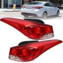 Tail Light Assembly Pair Compatible with 2011 2012 2013 Hyundai Elantra Halogen Outer Rear Brake Lamp, Replaces# 924013Y000 924023Y000 HY2804119 HY2805119 