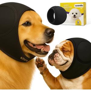 Dog Ear wrap Calming Hoodie Ear Wraps, Comfortable Quiet Ears Cover Muffs Plug Waterproof & Adjustable Dog Head Wrap Bonnet for Noise Protection Firework Grooming Bathing Anxiety Thunderstorms, Large