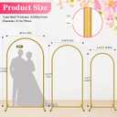 Metal Arch Backdrop Stand, Set of 3 (6/6.6/7.2 ft) Wedding Arched Frame with 12 Ground Nails, Stable Arched Background Stand for Wedding, Baby Shower, Birthday Party, Photography, Gold